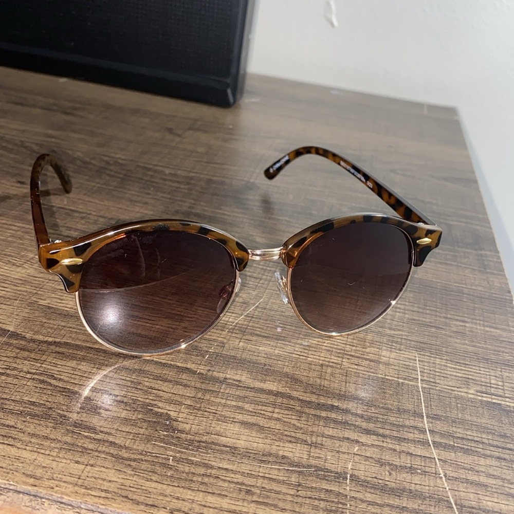 Tortoise Shell Half-Rim Sunglasses - image 1